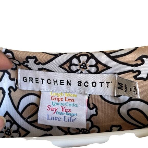 Gretchen Scott Dress Womens M Piazza Jersey Corset Sheath Tan Ruched Preppy - Picture 3 of 5